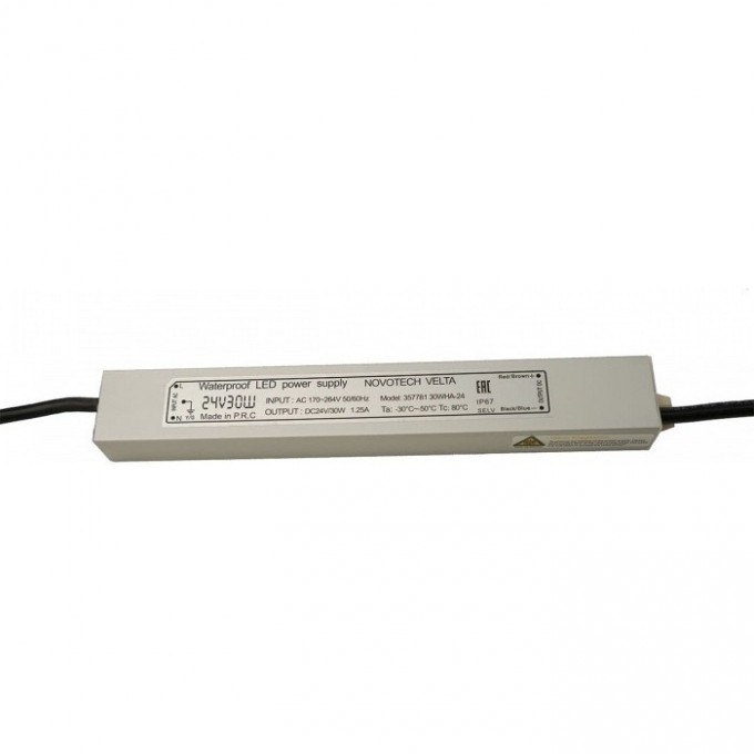 Блок питания NOVOTECH VELTA 357781 влагозащищенный IP67 30W 1.25A вход напряжение 170-264V / выход 24V (от 1 до 5 св-в линий INGRO и WALD) NV-357781 Блок питания NOVOTECH VELTA 357781 влагозащищенный IP67 30W 1.25A вход напряжение 170-264V / выход 24V (от 1 до 5 св-в линий INGRO и WALD) NV-357781
