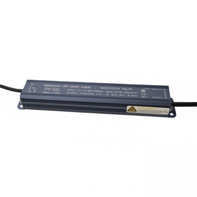 Блок питания NOVOTECH VELTA 357782 влагозащищенный IP67 50W 2.5A вход напряжение 170-264V / выход 24V (от 5 до 10 св-в линий INGRO и WALD) NV-357782 Блок питания NOVOTECH VELTA 357782 влагозащищенный IP67 50W 2.5A вход напряжение 170-264V / выход 24V (от 5 до 10 св-в линий INGRO и WALD) NV-357782